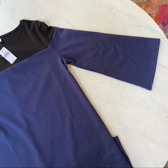 GAP Dress - Midi - Color Block - Bell Sleeves Royal Blue Black SMALL NWT - Picture 9 of 12